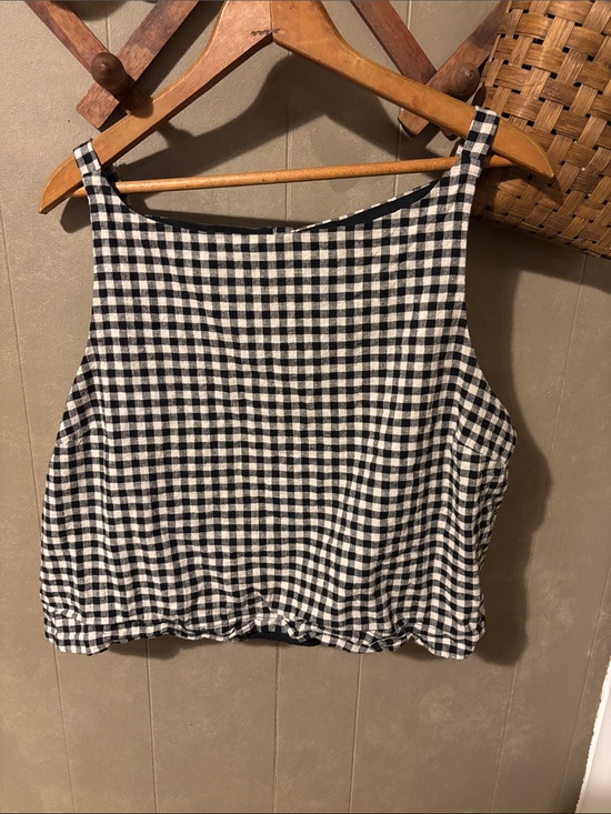 GAP Tops - GAP Gingham Square-Neck Apron Tank Top - Black & White